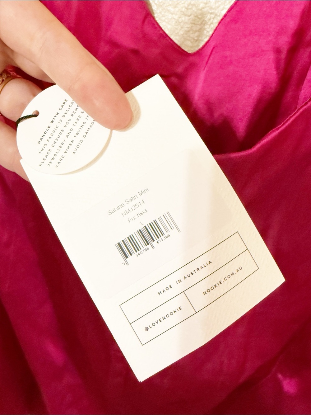 Nookie Sabine Satin Revolve Halter Mini Dress in Fuchsia Pink size large $329 - Picture 9 of 10
